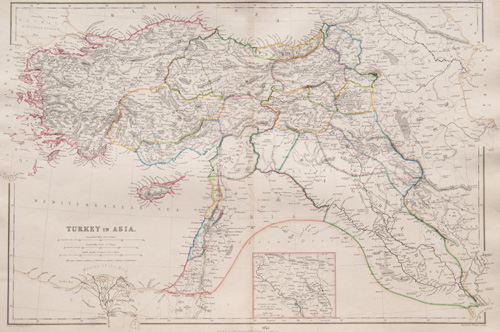 original antique map of Turkey in Asia from 1860